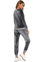 Outfit Flow - Round Neck Long Sleeve Loungewear Set with Pockets