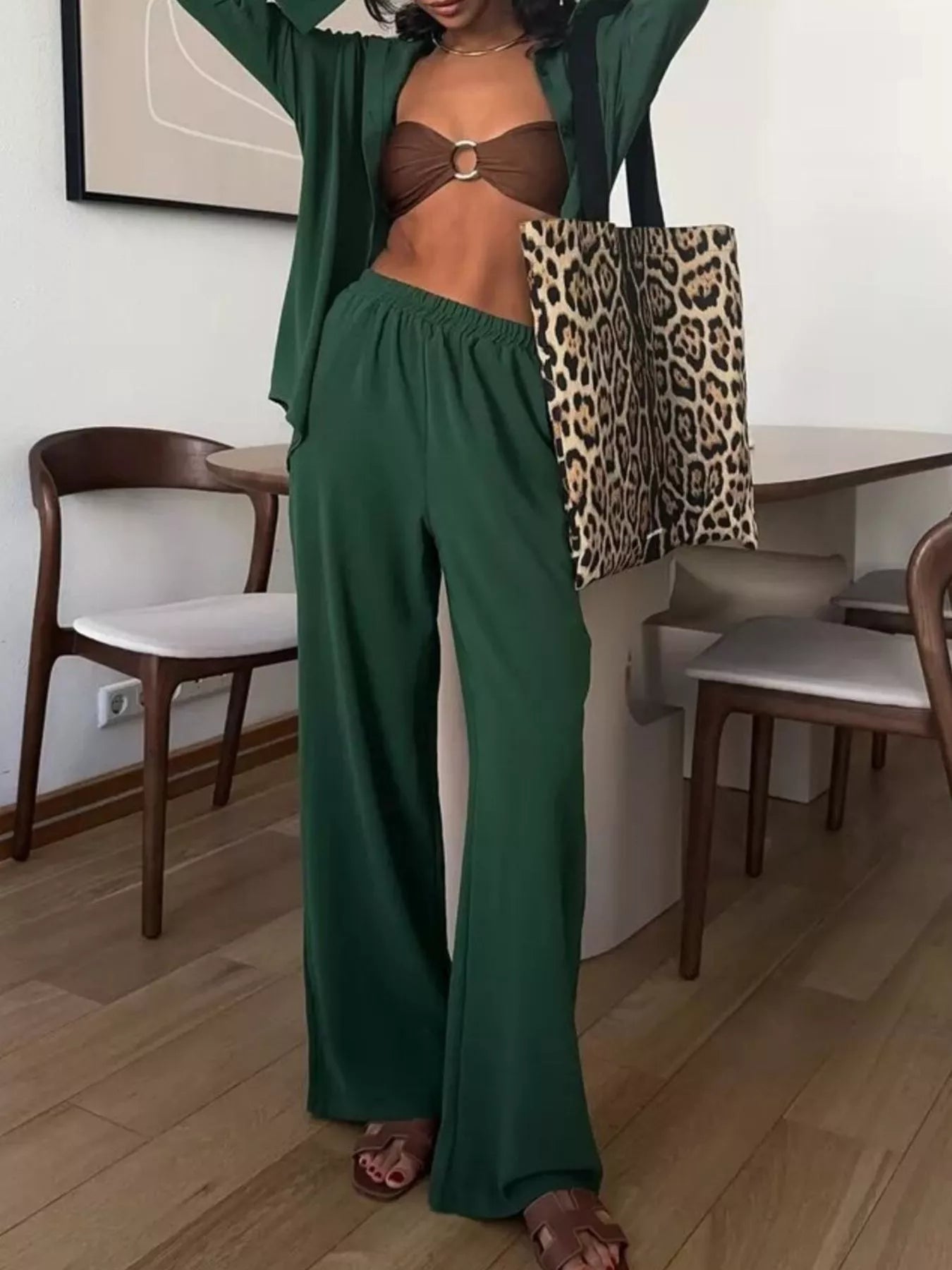 Button Down Shirt and Pants Set OutfitFlow