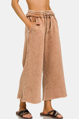 Outfit Flow - Zenana Acid Wash Fleece Wide Leg Pants