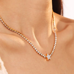 Titanium Steel Zircon Star Necklace OutfitFlow