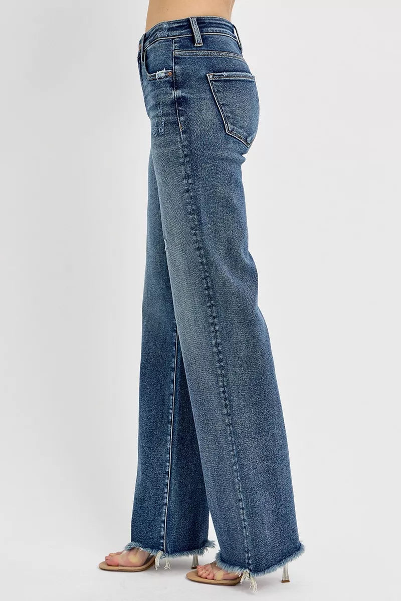 RISEN Full Size Tummy Control High Rise Long Straight Jeans Plus Size OutfitFlow