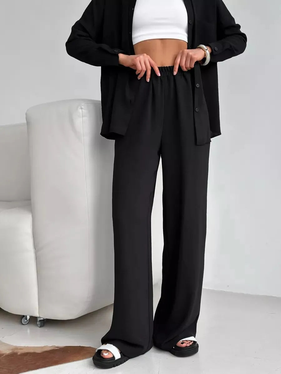 Button Up Long Sleeve Shirt and Pants Set OutfitFlow