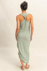 HYFVE Scoop Neck Side Tie Detail Midi Dress OutfitFlow