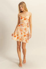 HYFVE Floral Cowl Neck Flirty Satin Mini Dress OutfitFlow