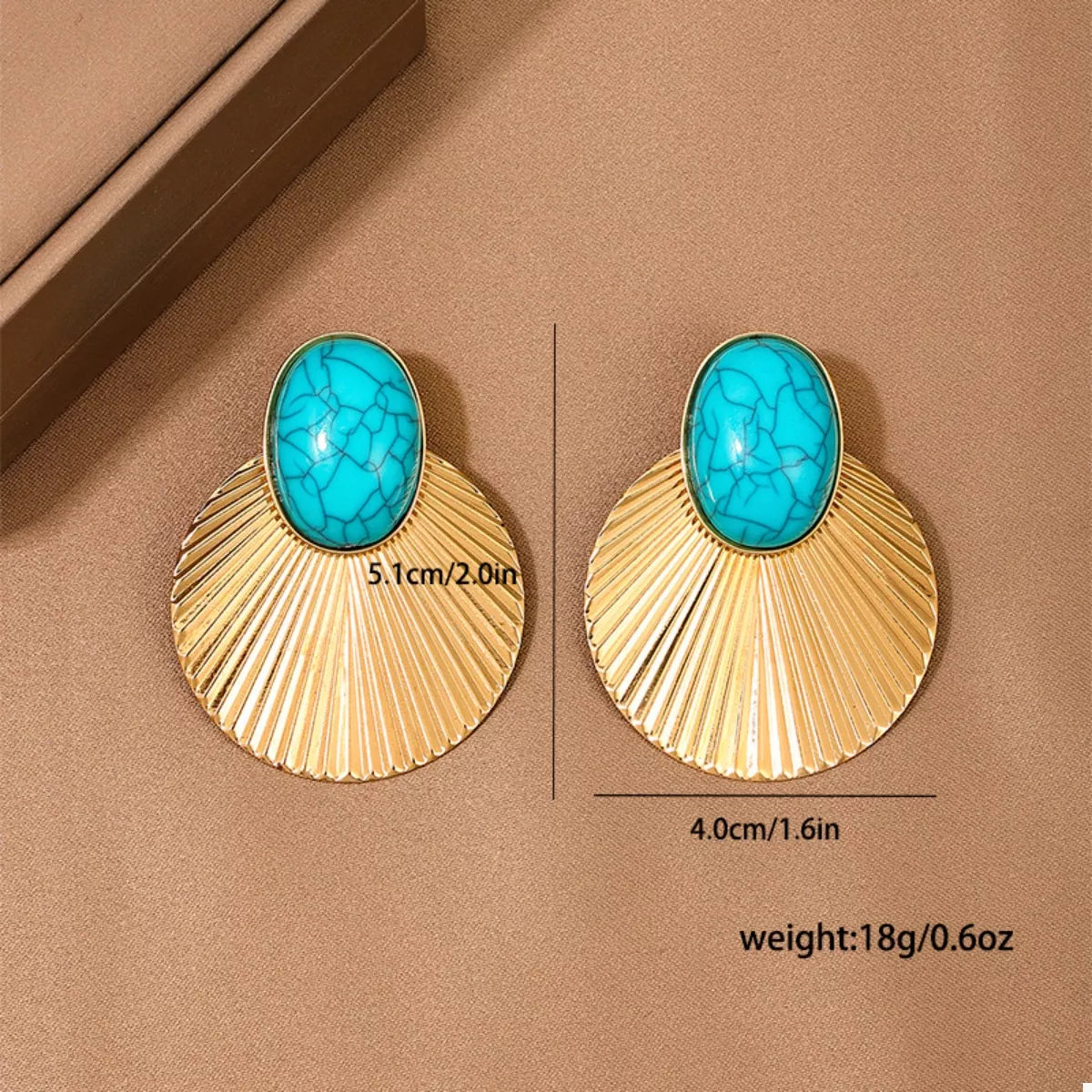 Turquoise Stone Fan Drop Earrings OutfitFlow
