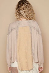 POL Round Neck Lace Detail Oversized Fit Top OutfitFlow
