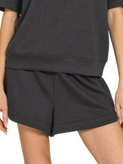 Zenana Scuba Short Sleeve Top & Shorts Set Trendsi