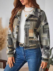 Button-Up Dropped Shoulder Jacket Army Green Trendsi