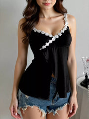 Flower Trim Slit Cami OutfitFlow