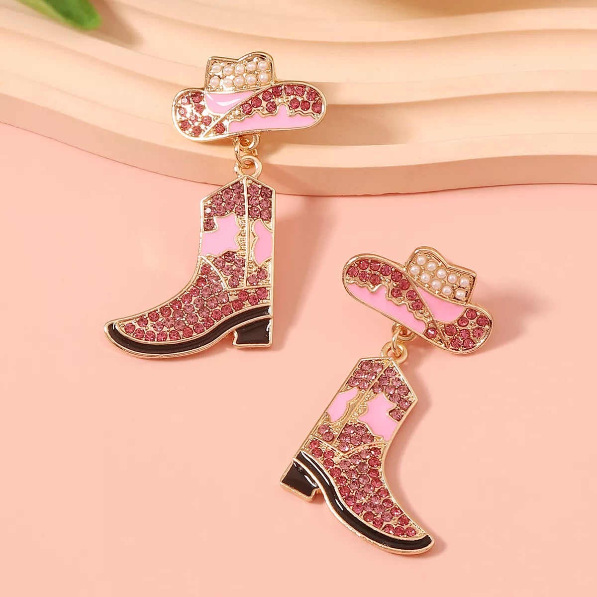 Rhinestone Boot Dangle Earrings OutfitFlow