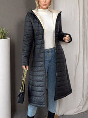 Zip Up Quilted Hooded Puffer Coat Trendsi
