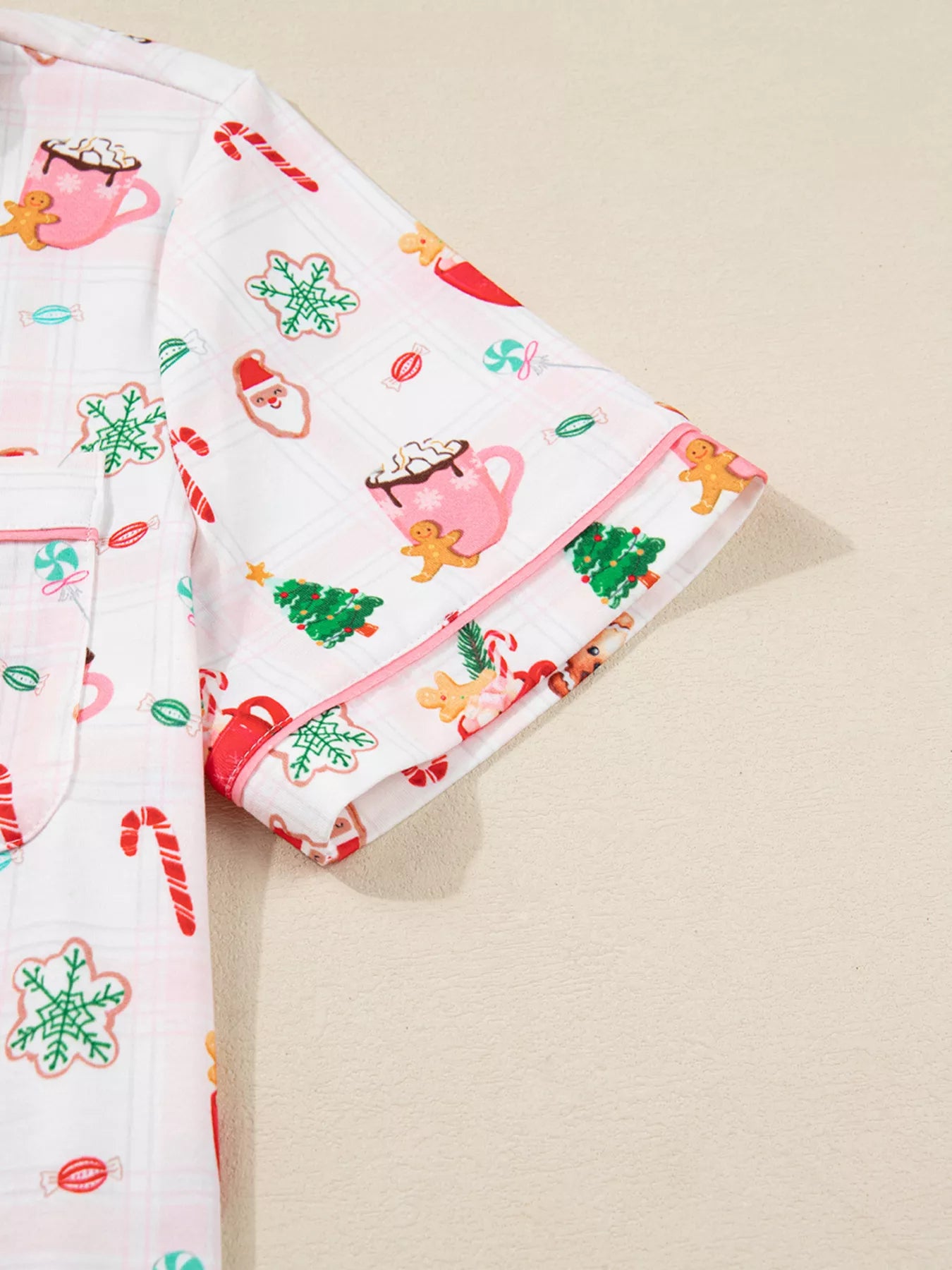 Christmas Spirit Cute Holiday Print Short Sleeve Shirt and Pants 2pcs Pajama Set OutfitFlow