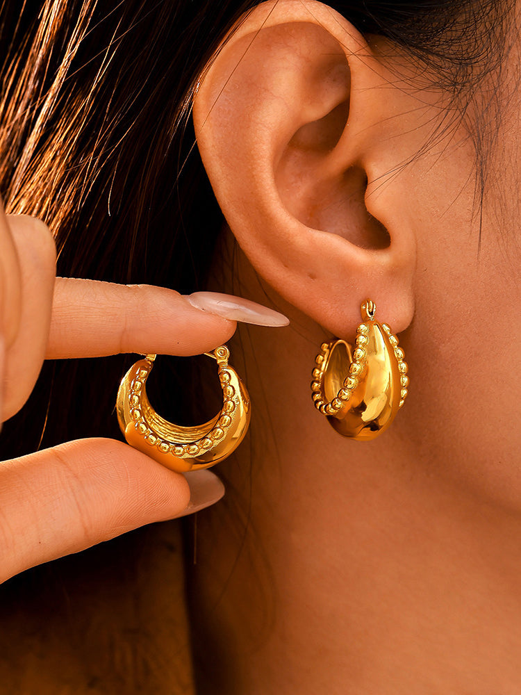 18K Gold-Plated Stainless Steel Huggie Earrings OutfitFlow