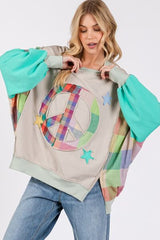 SAGE + FIG Contrast Peace Patch Dropped Shoulder Sweatshirt OutfitFlow