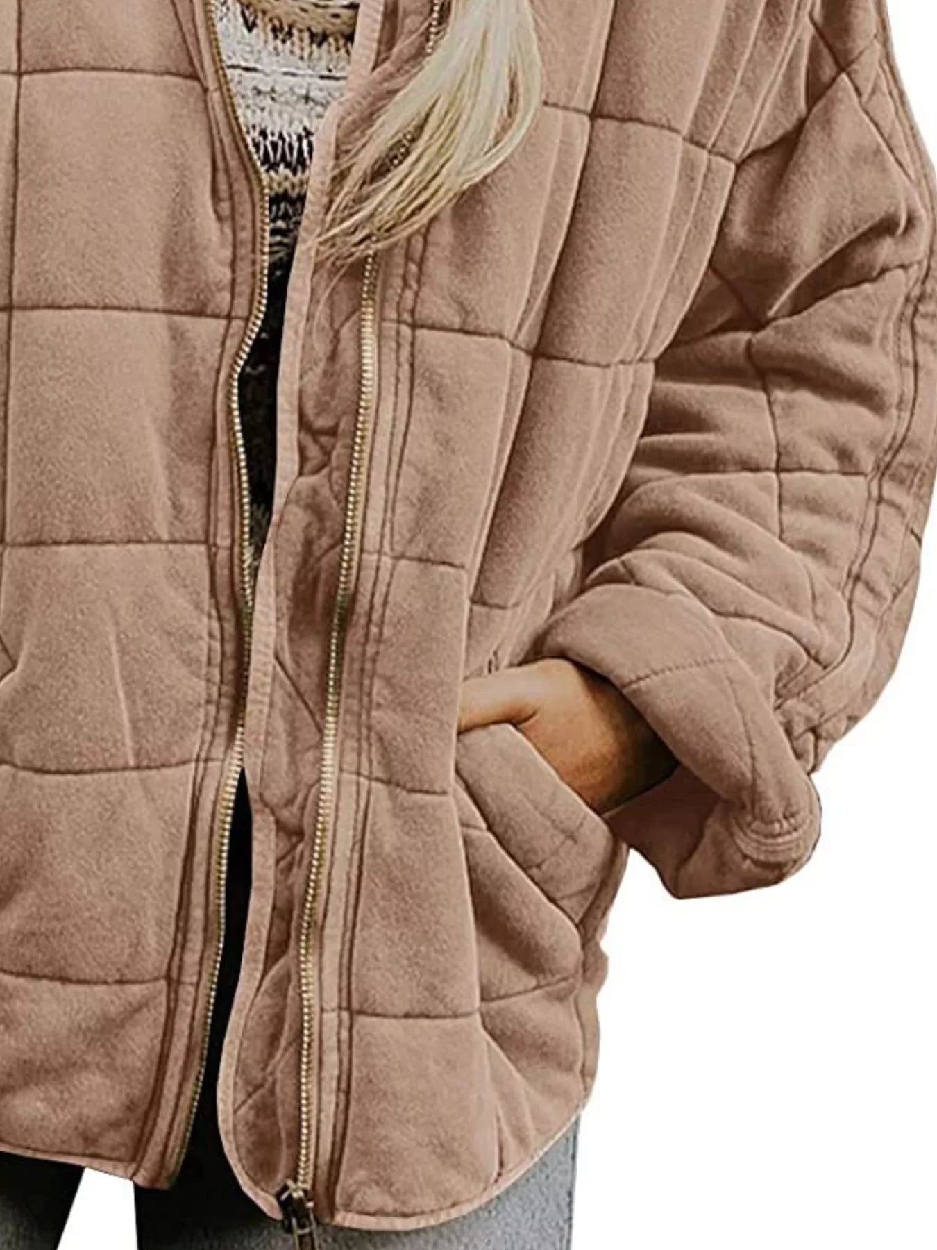 Quilted Zip Up Outerwear Trendsi