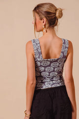 SO ME Two Tone Floral Seamless Tank Top OutfitFlow