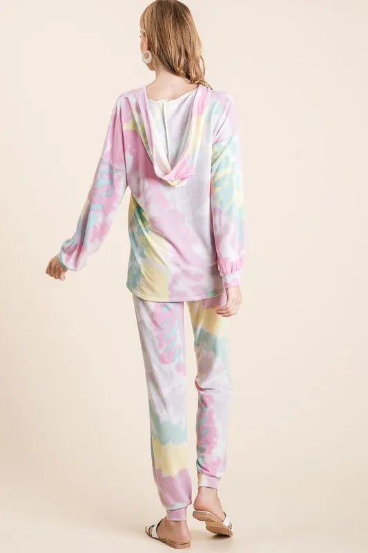 BiBi Tie Dye French Terry Casual Pants OutfitFlow