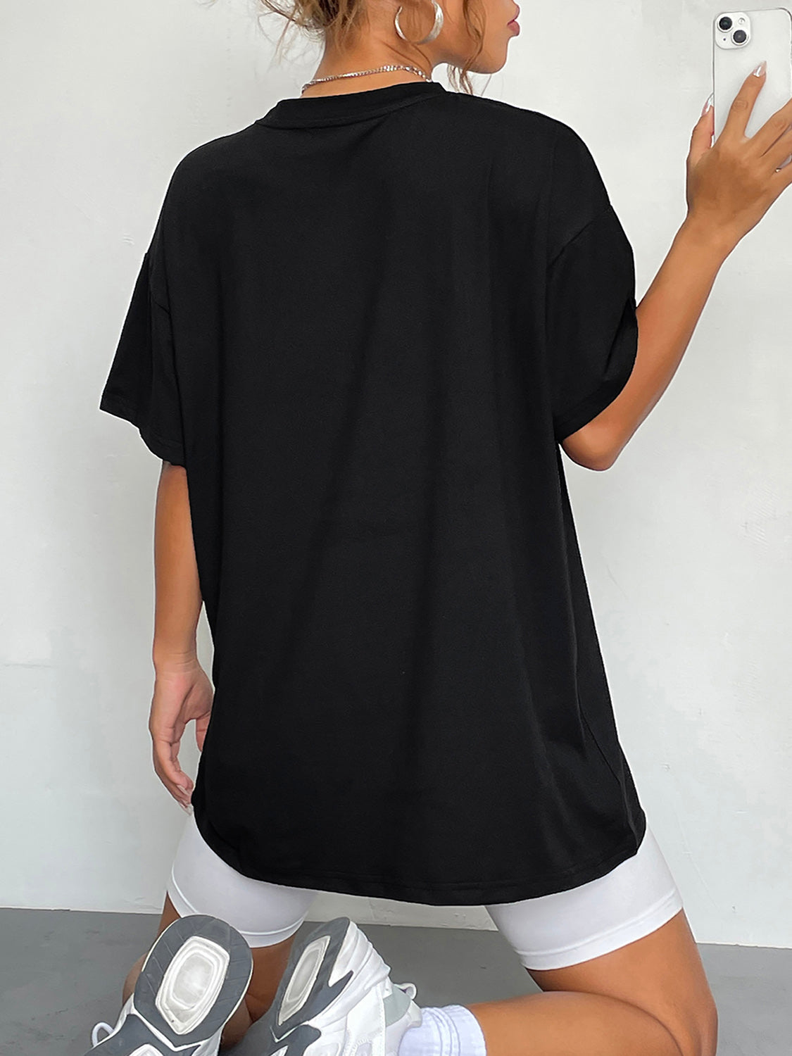 Round Neck Short Sleeve Ghost Graphic T-Shirt OutfitFlow