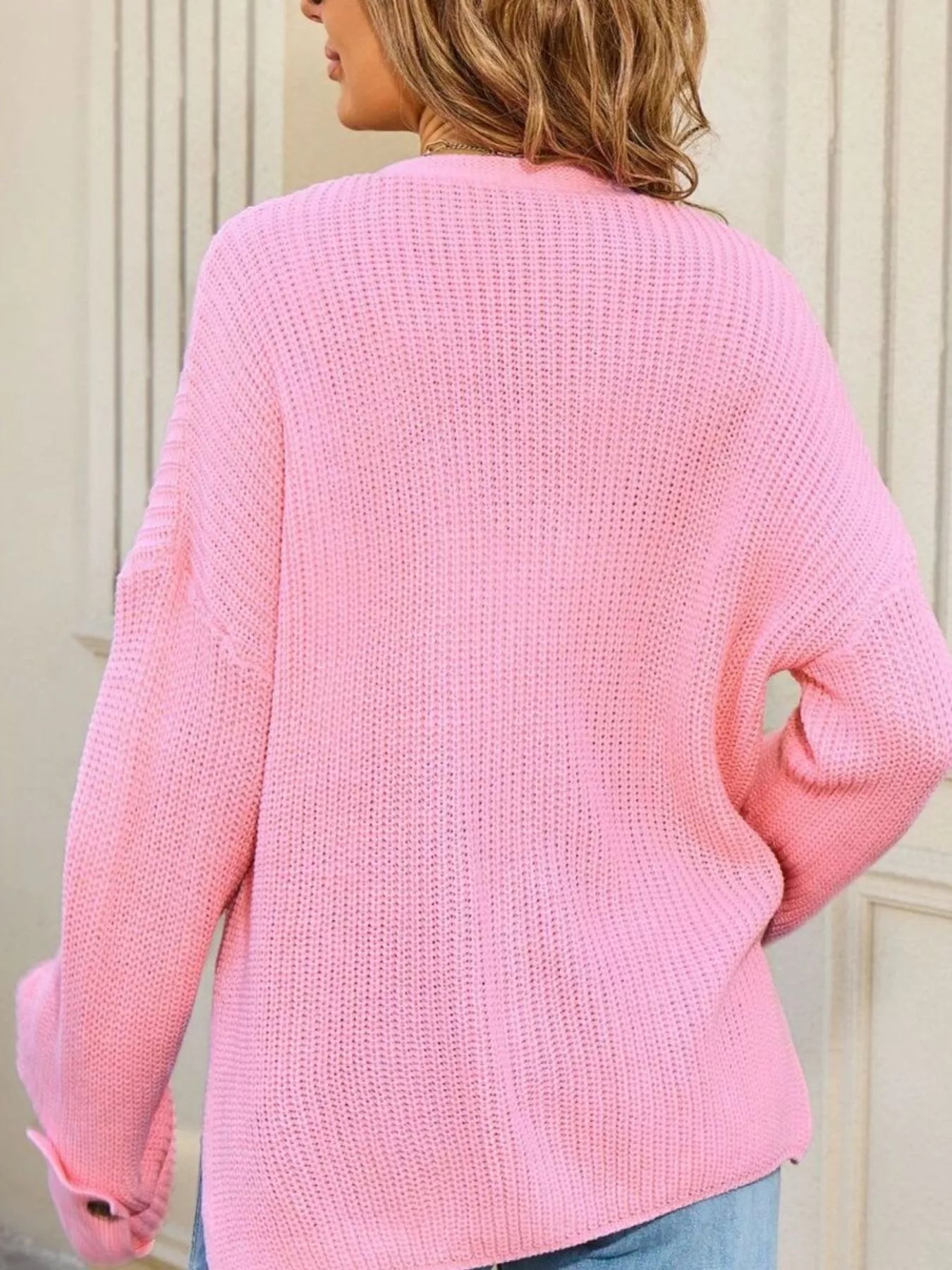 Oversized Knit Button-Down Cardigan Trendsi