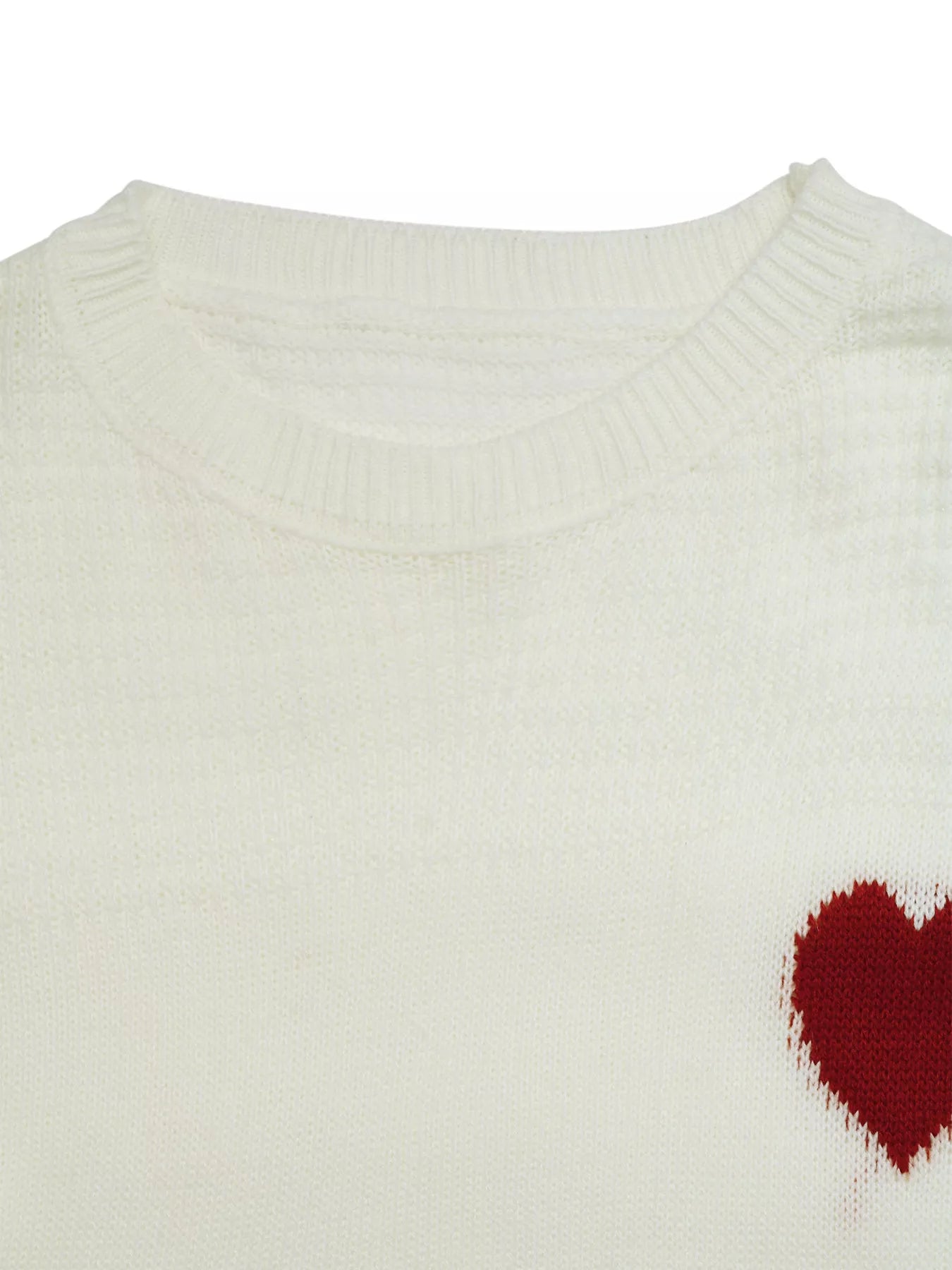 Heart Pattern Dropped Shoulder Sweater OutfitFlow