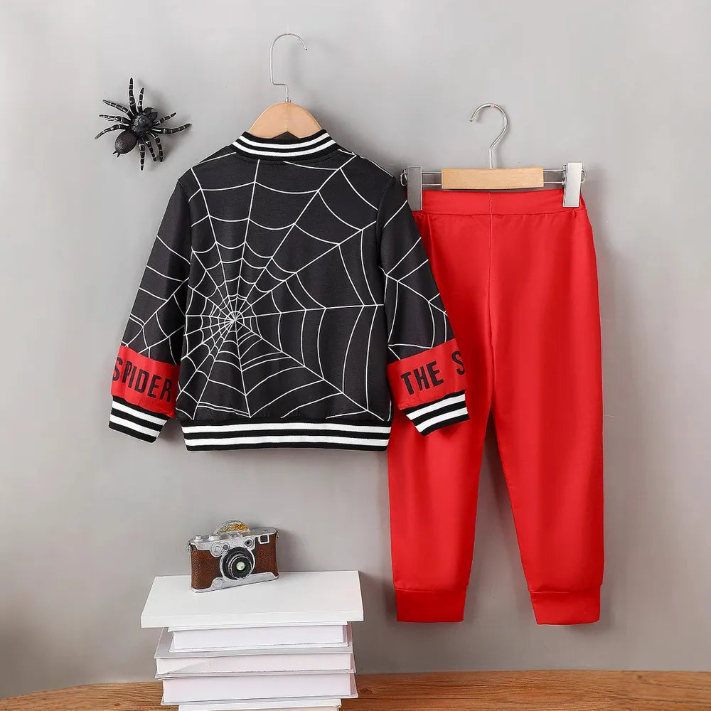 Spider Baseball Collar Top and Pants Set OutfitFlow