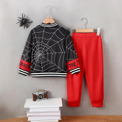 Spider Baseball Collar Top and Pants Set OutfitFlow