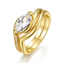 1 Carat Moissanite 925 Sterling Silver 2pcs Ring Set OutfitFlow