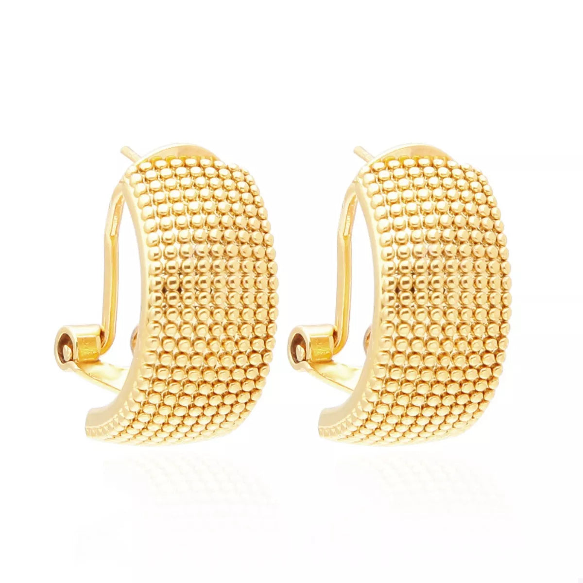 18K Gold-Plated Textured Wide Band Hoop Earrings OutfitFlow