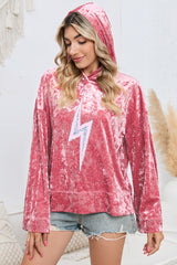 Outfit Flow - Sequin Flash Pattern Long Sleeve Dropped Shoulder Oversized Hoodie