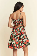 Davi & Dani Floral Scalloped Cutout Back Mini Dress OutfitFlow