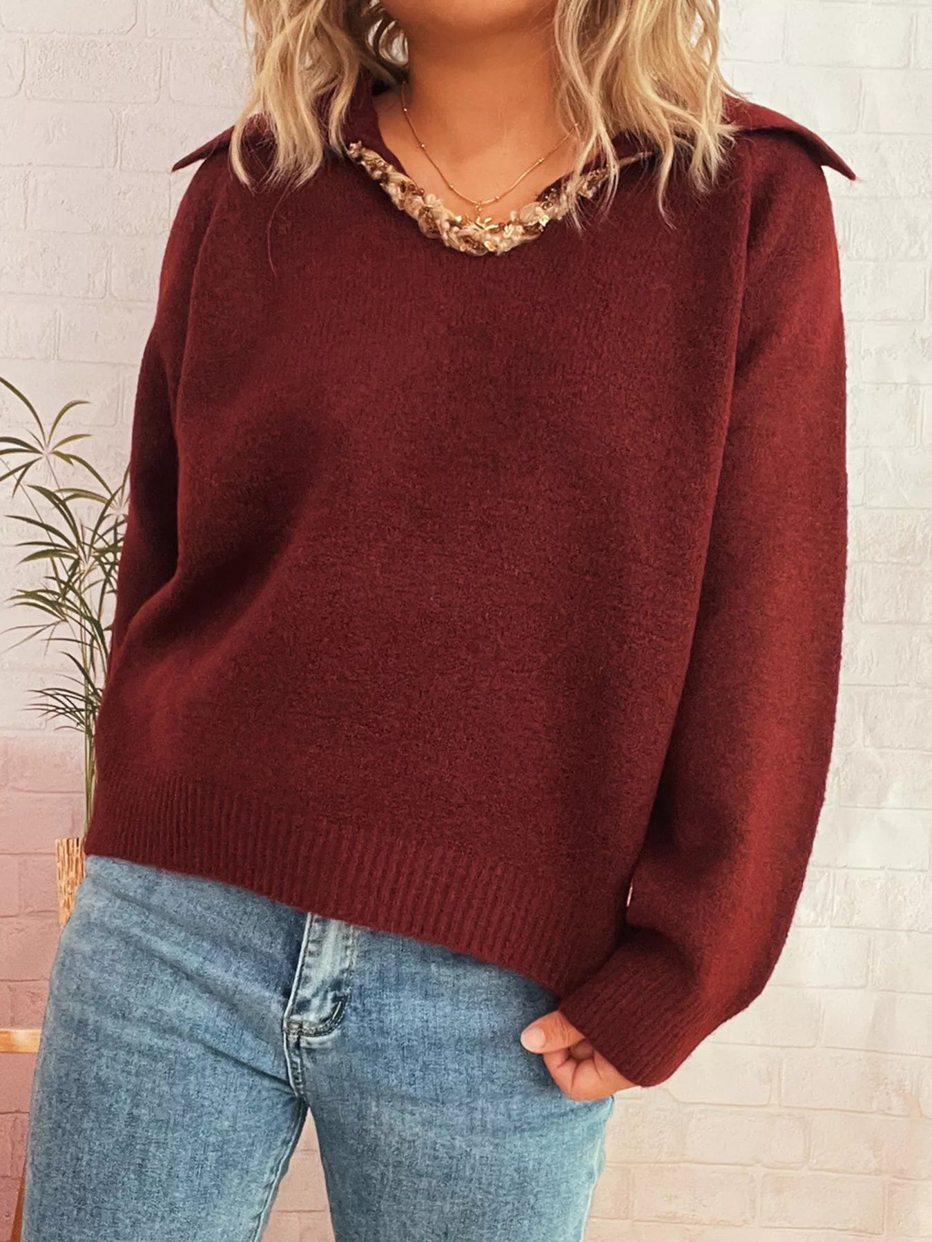 Ribbed Hem Raglan Sleeve Sweater OutfitFlow