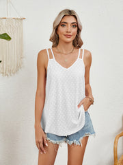 Florira Cutout Eyelet Tank White OutfitFlow