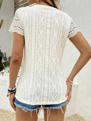Crochet Lace Short Sleeve T-Shirt OutfitFlow