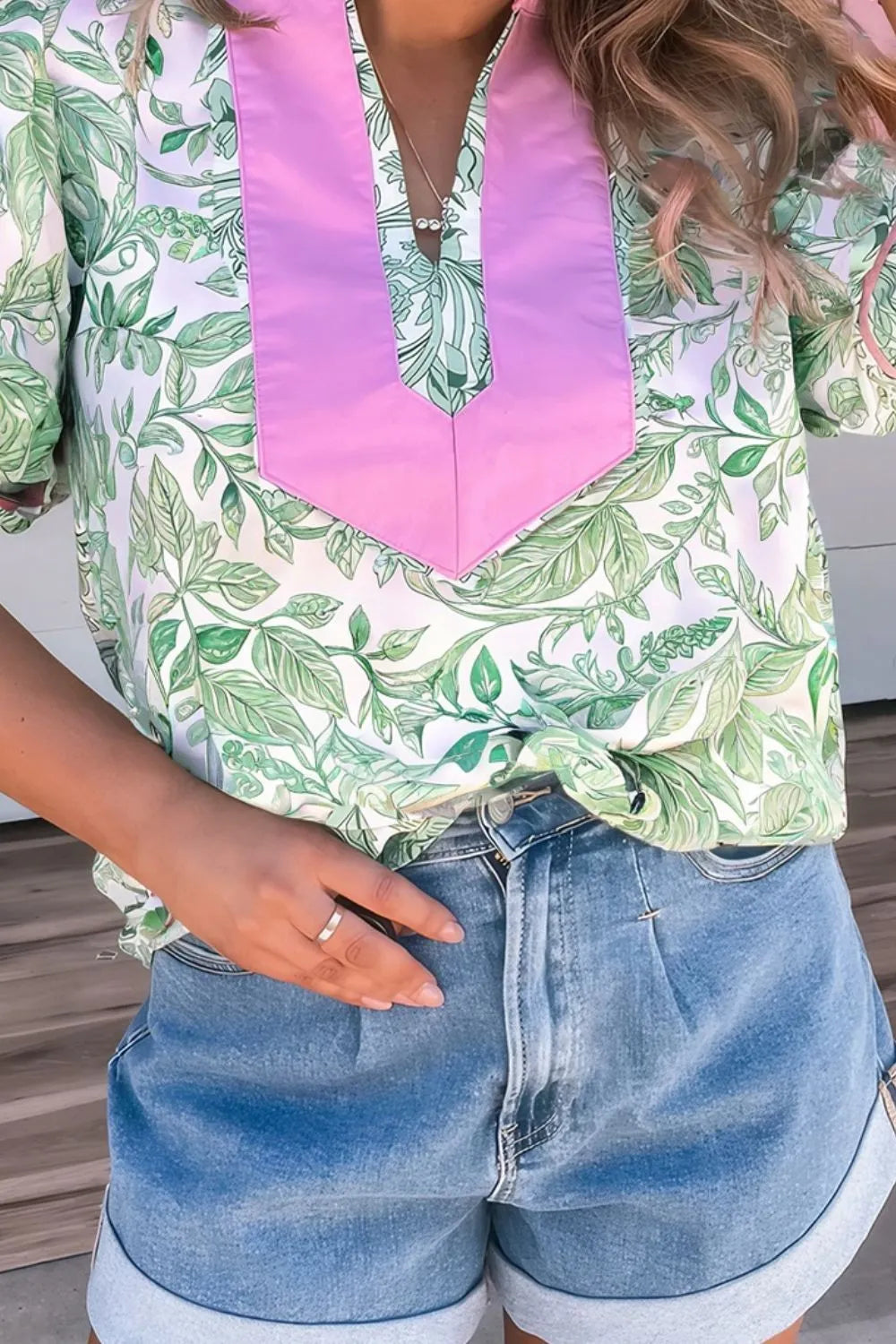 Printed Puff Sleeve Blouse OutfitFlow