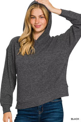 Zenana Ribbed Long Sleeve Hoodie OutfitFlow