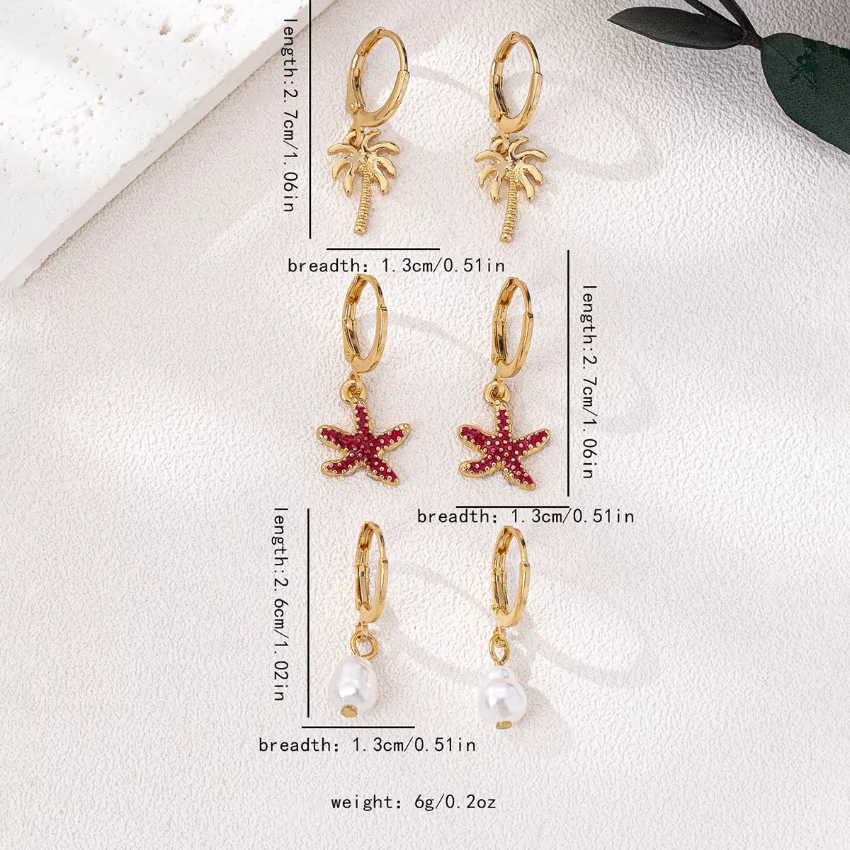 3-Pair 18K Gold-Plated Alloy Drop Earrings OutfitFlow