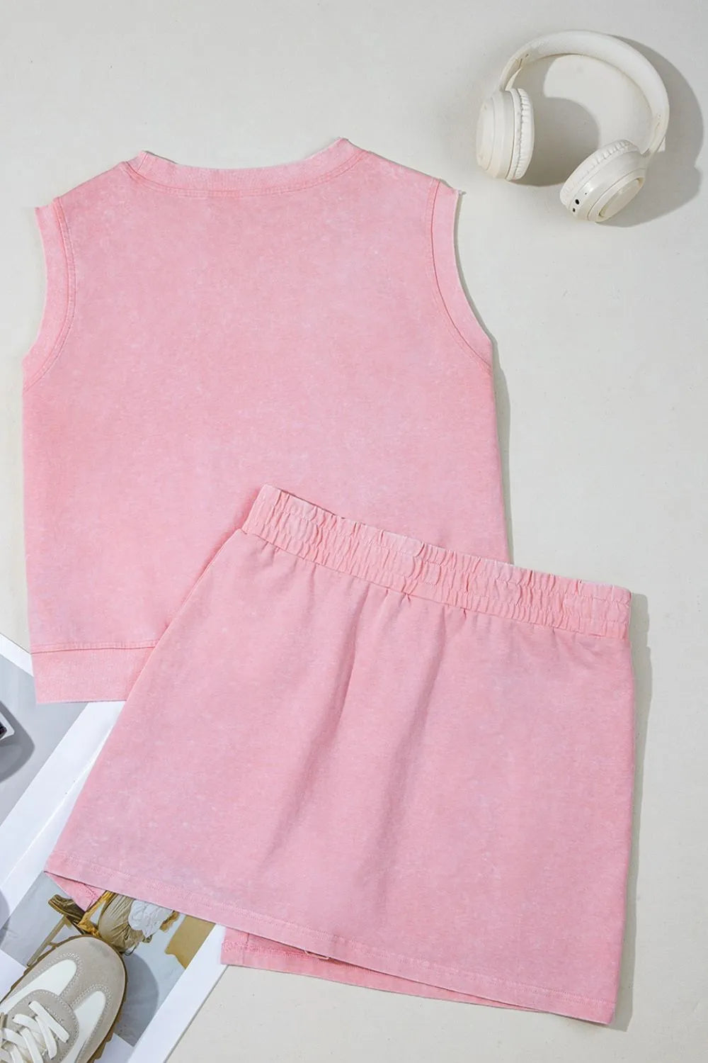 USA Round Neck Tank and Shorts Set OutfitFlow