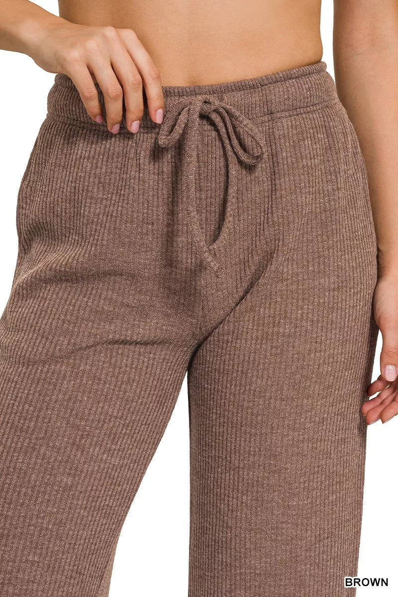 Zenana Ribbed Drawstring Lounge Pants OutfitFlow