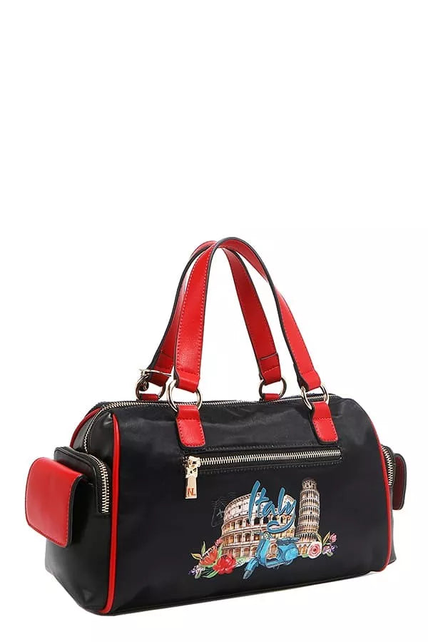 Nicole Lee USA Martha Travels Italy Wide Handbag with Rhinestones Trendsi