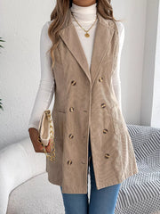 Double-Breasted Long Vest Coat Trendsi