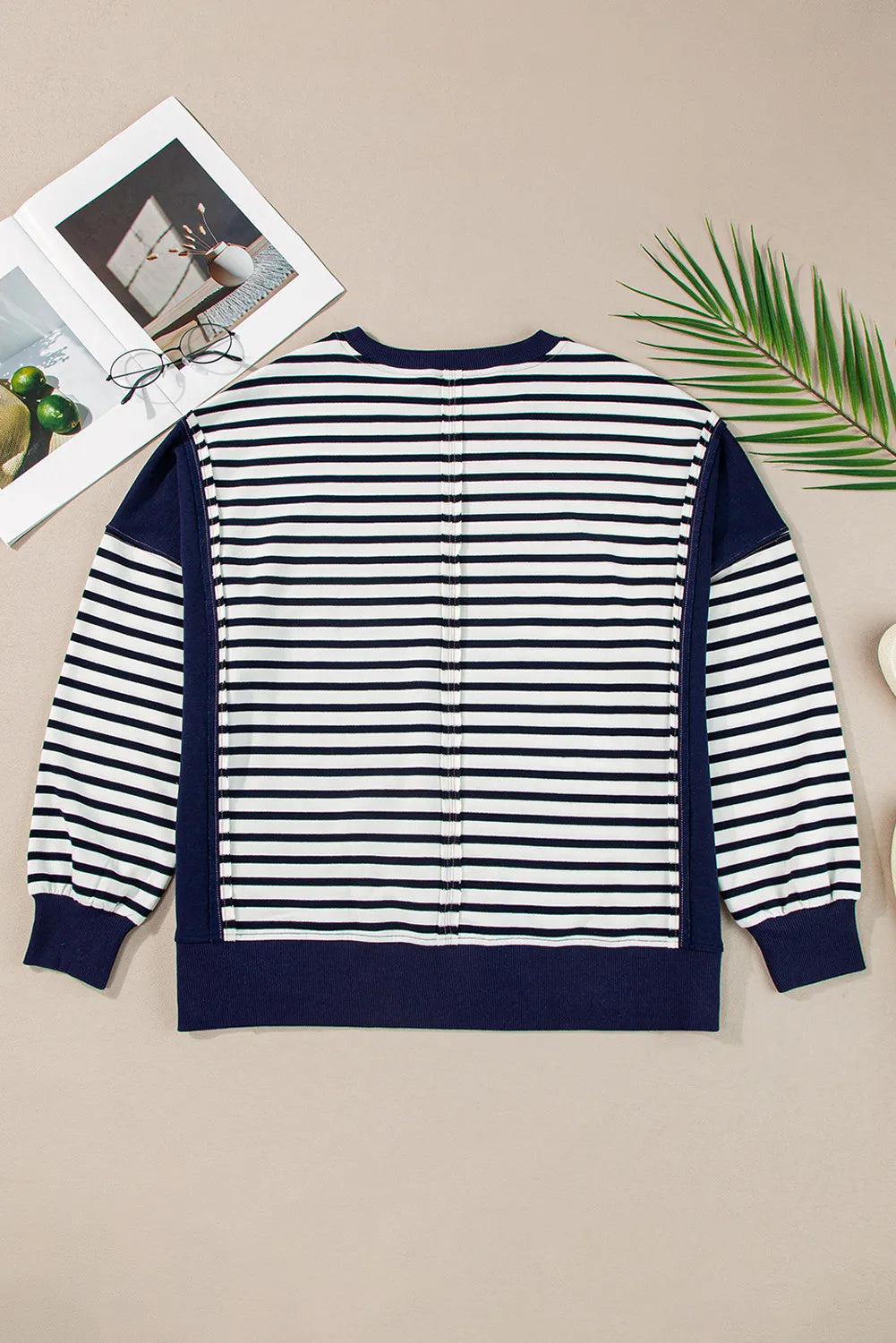 Outfit Flow - Striped Round Neck Long Sleeve Sweatshirt