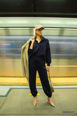 Umgee Drawstring Jogger Pants with Front Seam Detail OutfitFlow