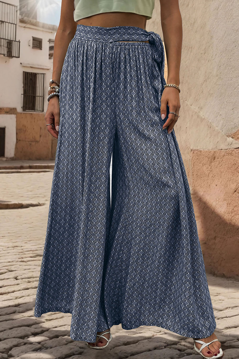 Outfit Flow - Perfee Printed Tied Wide Leg Pants