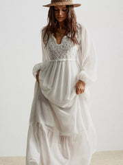 Boho Chic Crochet Lace Maxi Dress OutfitFlow