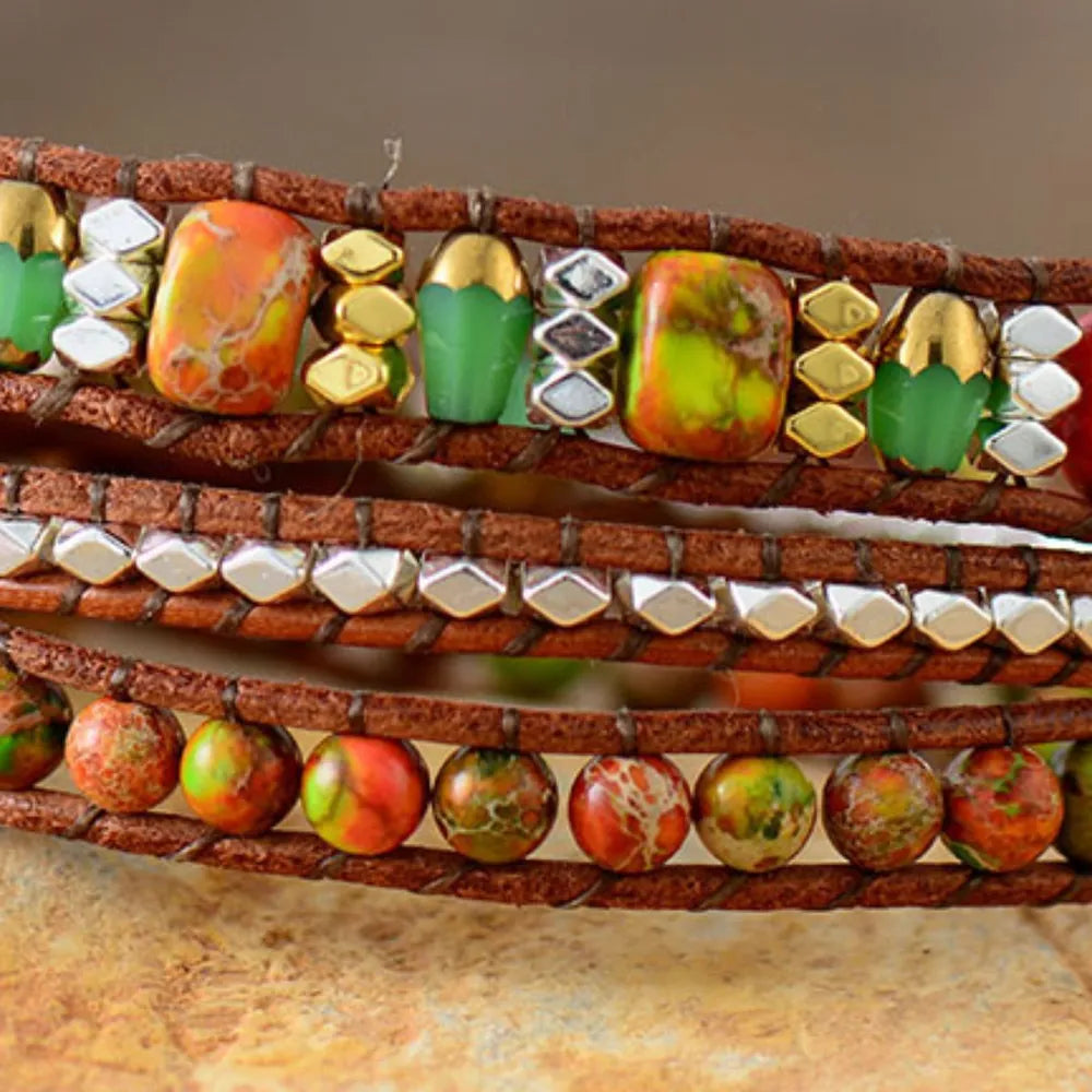 Natural Stone Woven Bracelet OutfitFlow