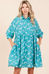 Mittoshop Zebra Print Button Down Shirt Mini Dress OutfitFlow