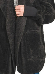 Zenana Hooded Faux Fur Jacket with Pockets Trendsi
