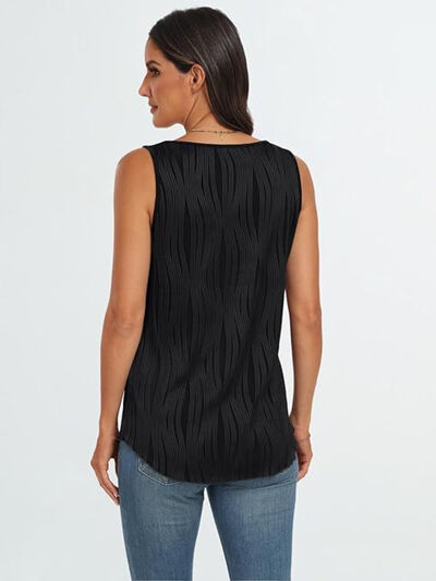 Round Neck Wide Strap Tank OutfitFlow