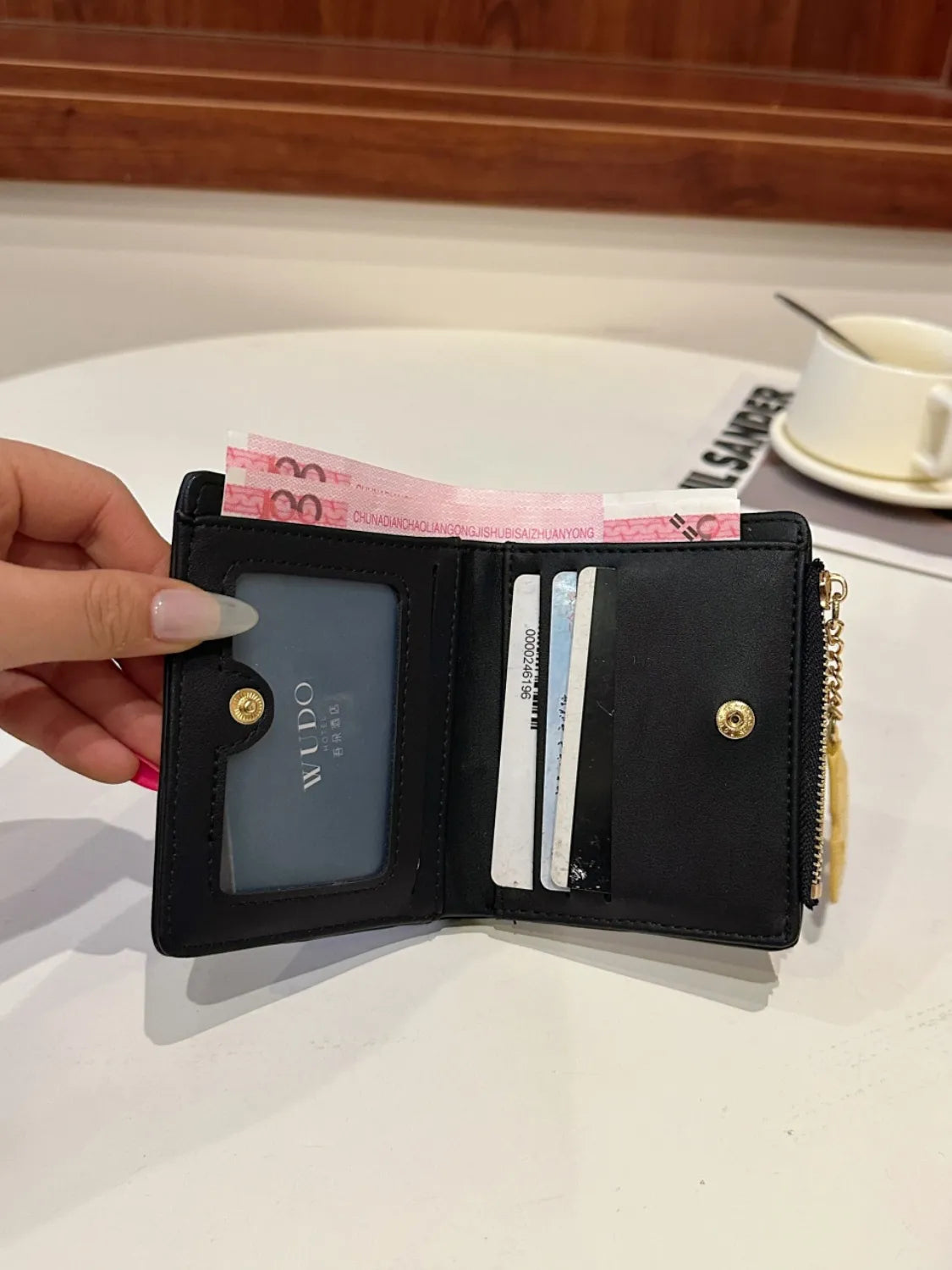 PU Leather Color Block Wallet OutfitFlow