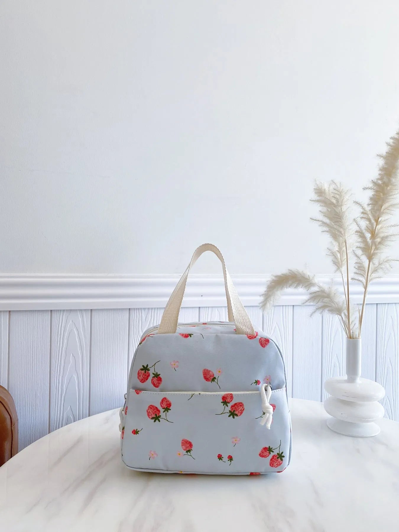 3-Piece Strawberry Print Canvas Bag Set OutfitFlow